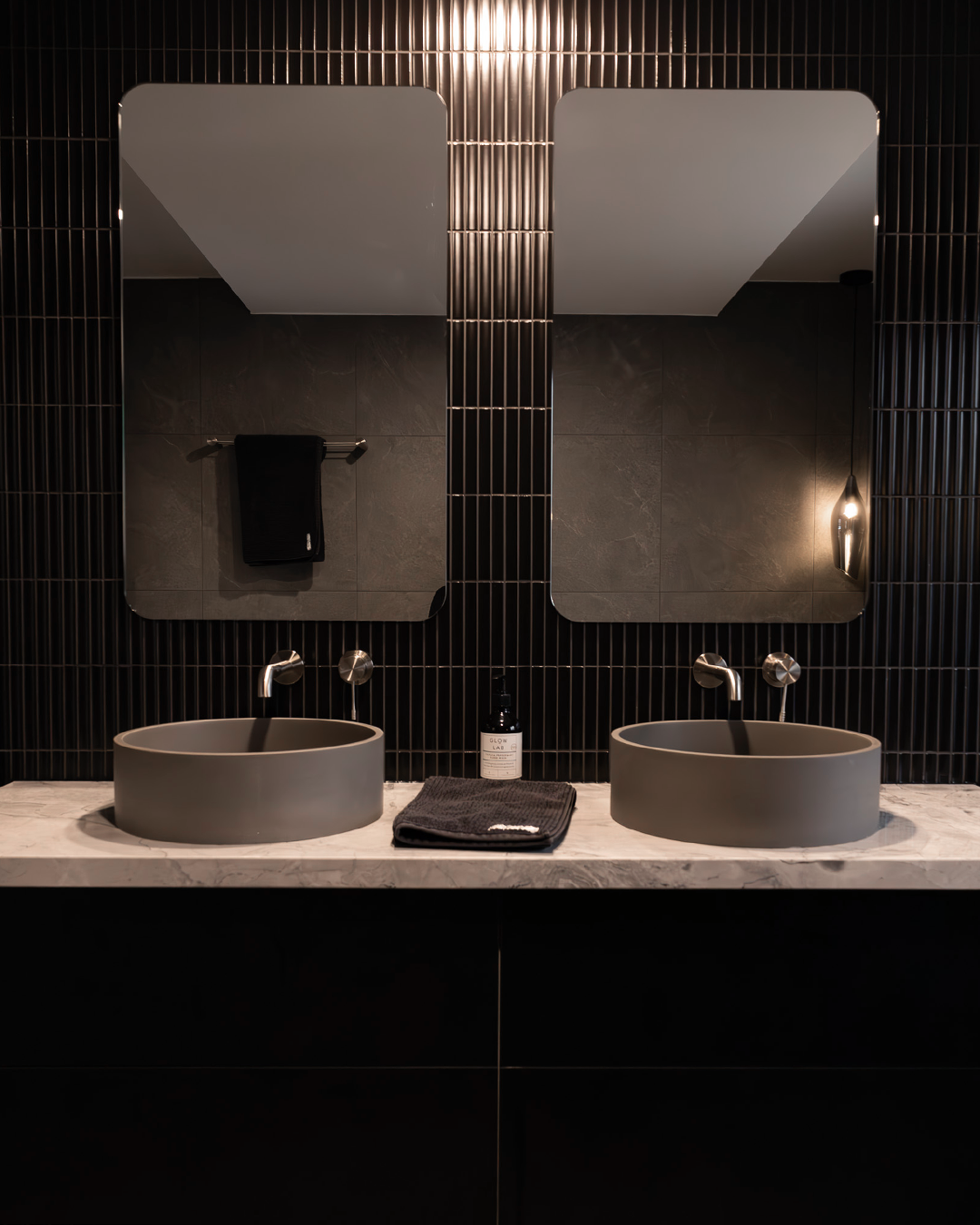 Achromatic Tranquility: Mid Tone Grey Luxury Bathroom with Nood Co