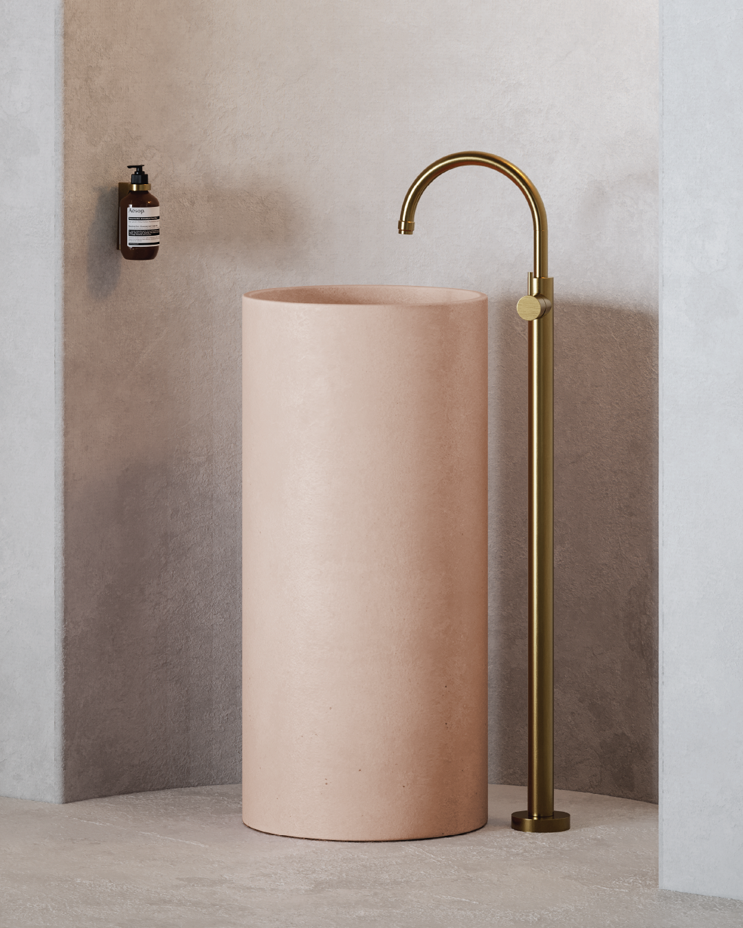 Luna Freestanding Basin Blush Pink Colour - Nood co