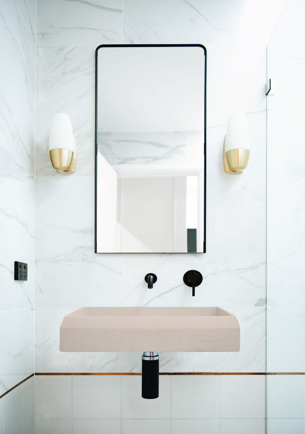 Prism Rectangle Basin - Wall Hung (Olive)